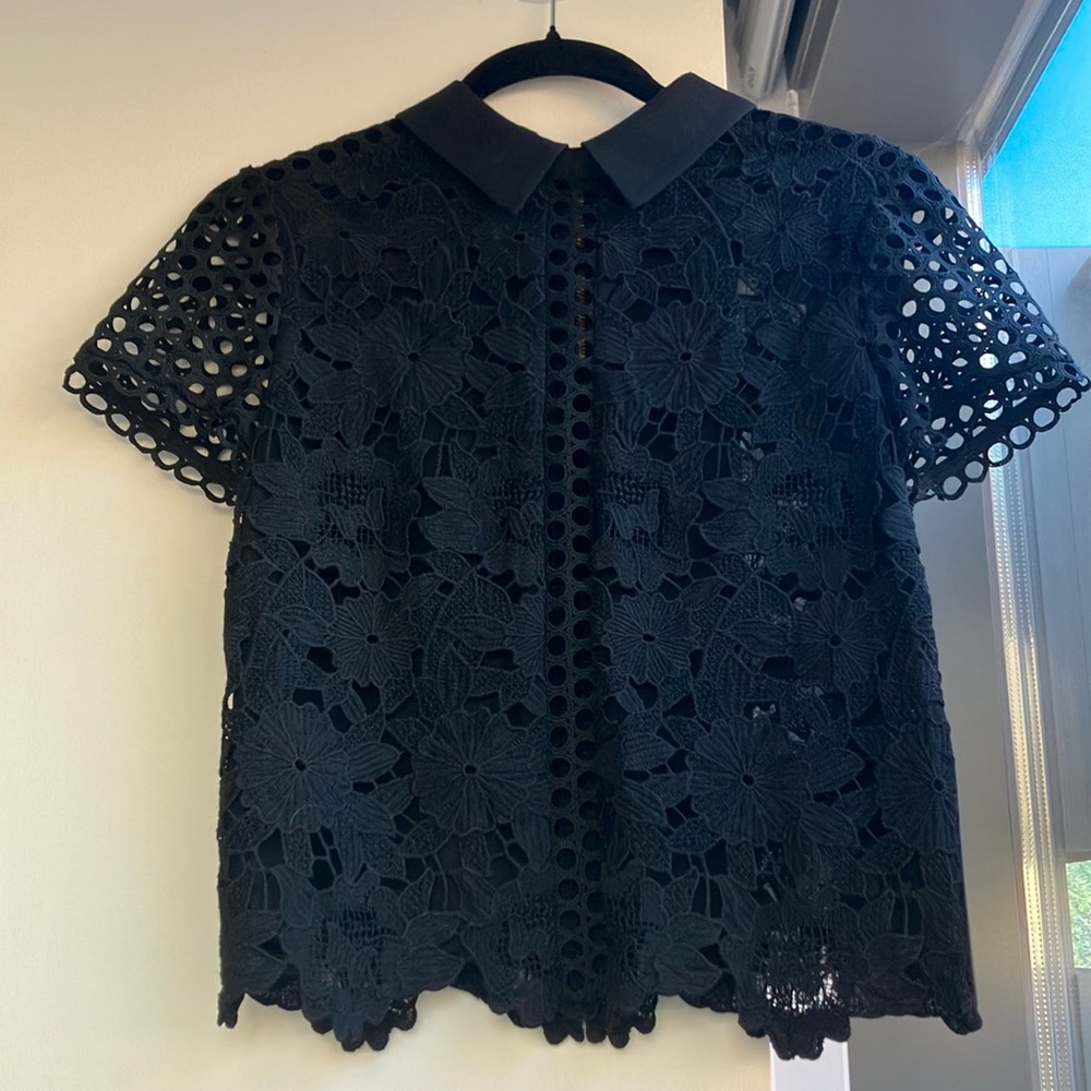 Ted Baker Black Floral Top- Size 2, Small